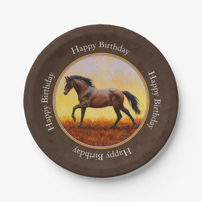 Assiettes En Carton Cheval de course de Dark Bay Brown (Devant)