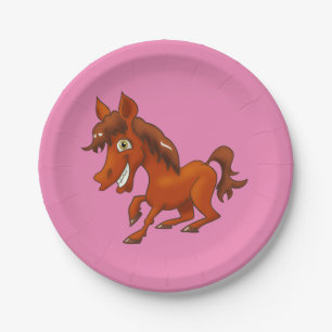 Assiettes En Carton Cheval de dessin amusant