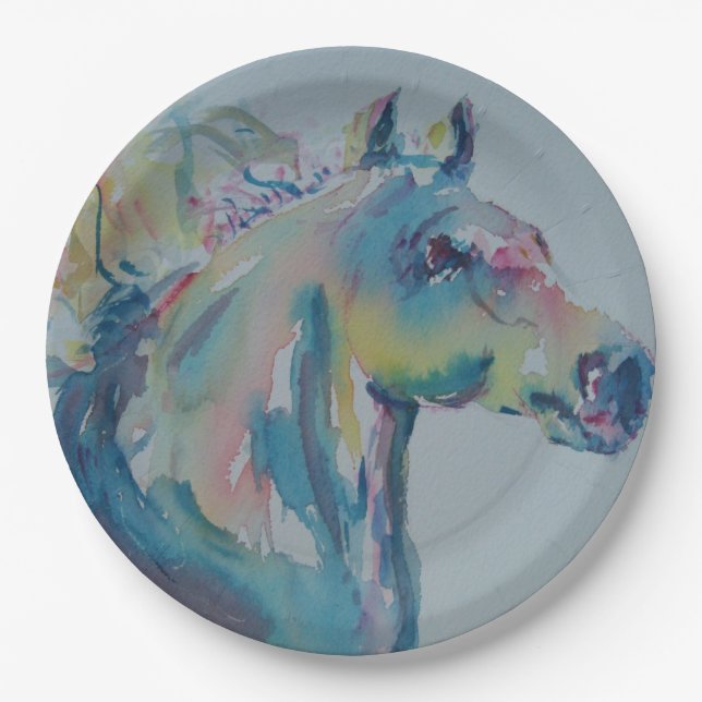 Assiettes En Carton Cheval de plusieurs couleurs (Devant)