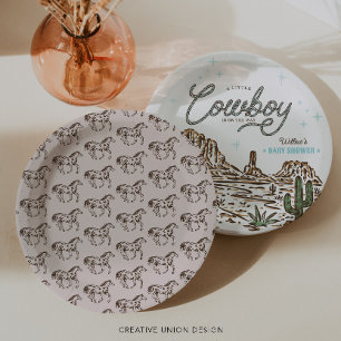 Assiettes En Carton Cheval du Baby shower Western Cowboy Boy