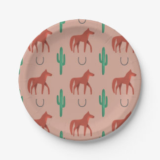 Assiettes En Carton Cheval et Cactus