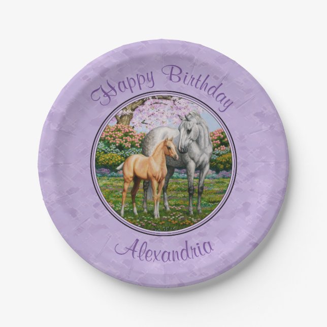 Assiettes En Carton Cheval gris de Dappy Mare Palomino Foot (Devant)