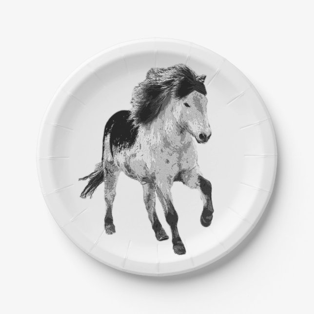 Assiettes En Carton Cheval islandais en mouvement (Devant)
