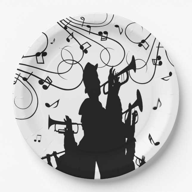 Assiettes En Carton Cheval Section Trumpet Jazz Music (Devant)