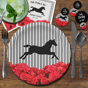 Assiettes En Carton Cheval Silhouette Roses Rouges Roses Rouges Noires
