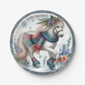 Assiettes En Carton Cheval Vibes d'hiver - Anniversaire