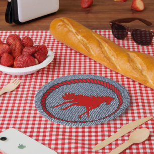 Assiettes En Carton Cheval Western Party sur Denim Plaques papier à im