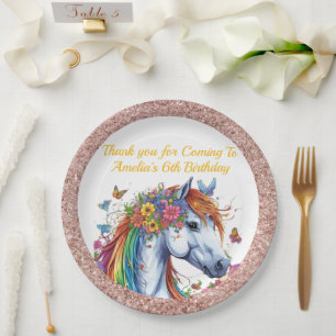 Assiettes En Carton Cheval Whimsical Rainbow Floral Equestriday