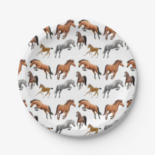 Assiettes En Carton Chevaux de pullover de chasseur ayant les plaques