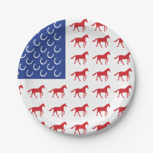 Assiettes En Carton Chevaux patriotiques