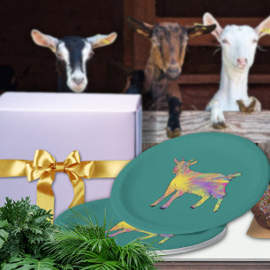 Assiettes En Carton Chèvre artistique colorée sur des objets, il suffi