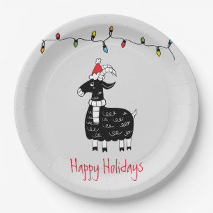Assiettes En Carton Chèvre de Noël lunatique