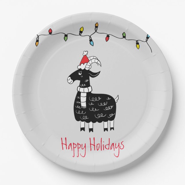 Assiettes En Carton Chèvre de Noël lunatique (Devant)