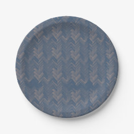 Assiettes En Carton Chevron, Motif Herringbone, Retro Blue