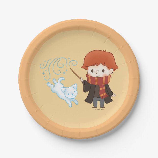 Assiettes En Carton Chibi Ron Weasley Patronus (Devant)