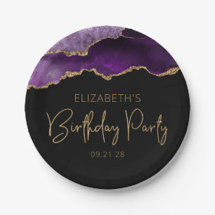 Assiettes En Carton Chic Agate Purple Gold Chaque année Anniversaire F