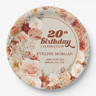 Assiettes En Carton Chic aquarelle terre cuite bordeaux 20e anniversai
