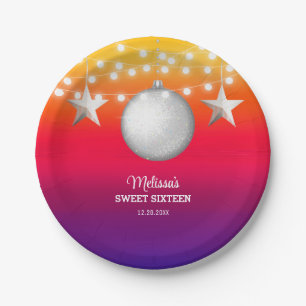 Assiettes En Carton Chic Argent Star Chaîne Lumière Gradient Anniversa