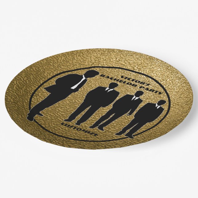 Assiettes En Carton Chic Black & Gold (Angle)