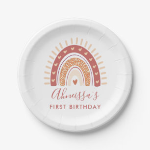 Assiettes En Carton Chic Bohemian Terracotta Rainbow Birthday Party
