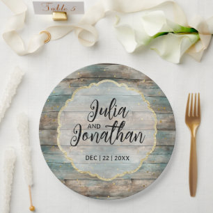 Assiettes En Carton Chic bois de Shabby Pastel