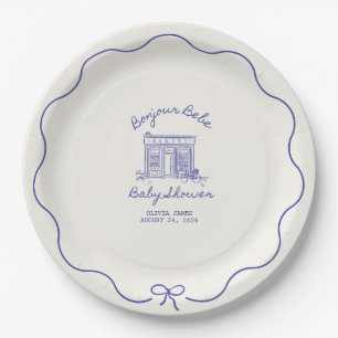 Assiettes En Carton Chic Bonjour bébé shower de bébé