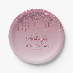 Assiettes En Carton Chic Bourgogne Parties scintillant Drip 18th Birth