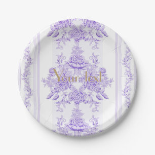 Assiettes En Carton Chic de Chabby, lavande, toile, motif, floral, Vic