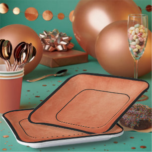 Assiettes En Carton Chic Elegant Burnt Orange Noir