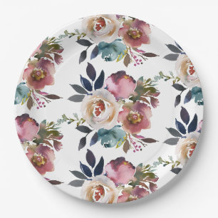 Assiettes En Carton Chic Elegant Romantic Dark Rose Mariage