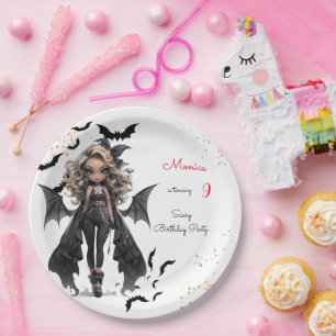 Assiettes En Carton Chic glam gothique effrayant fille fête d'annivers