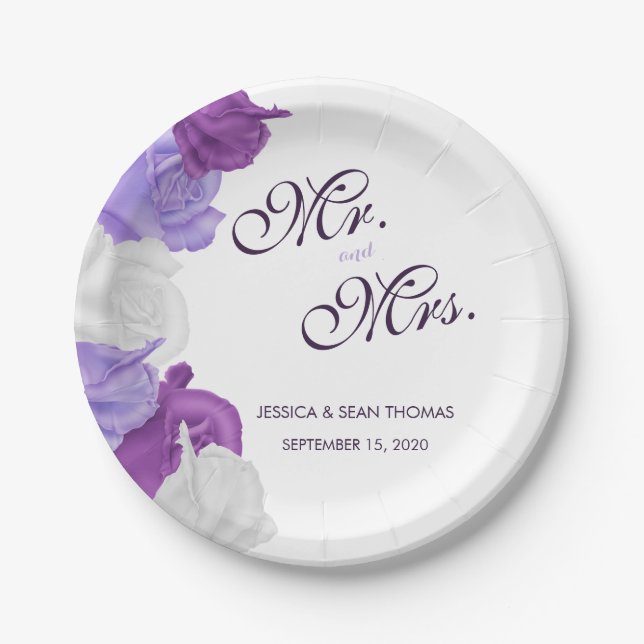 Assiettes En Carton Chic Heirloom Rose Mariage (Devant)