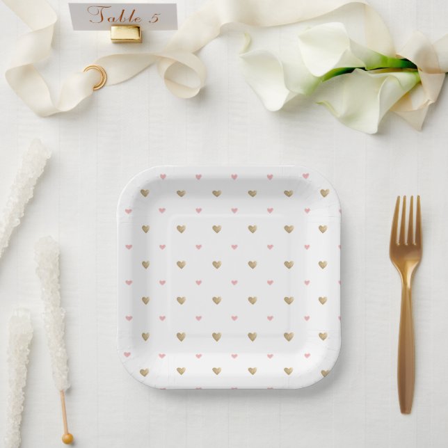 Assiettes En Carton Chic Love Heart Baby shower (Mariage)