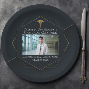 Assiettes En Carton Chic Médicale School Photo Black Graduation Party