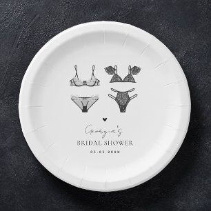 Assiettes En Carton Chic Moderne Cœur & Lingerie Noire Enterrement de 