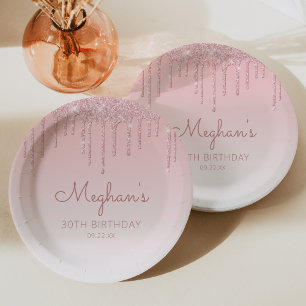Assiettes En Carton Chic Parties scintillant Drip 30e anniversaire fêt