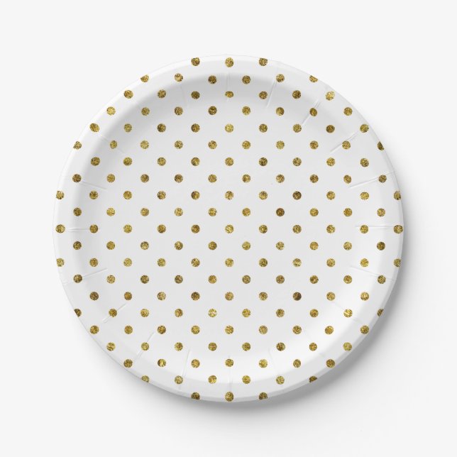 Assiettes En Carton Chic Pois Gold Glam (Devant)