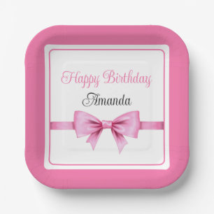 Assiettes En Carton Chic rose Aquarelle Bow Sweet 16 Anniversaire
