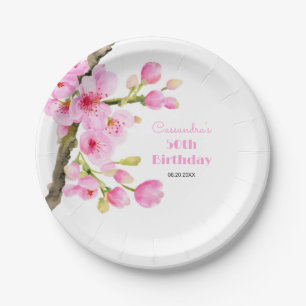 Assiettes En Carton Chic rose cerisier fleurs Sakura fête d'anniversai