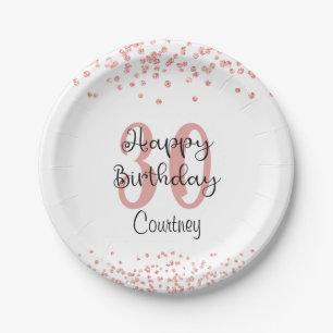 Assiettes En Carton Chic Rose Gold Parties scintillant HAPPY 30th BIRT