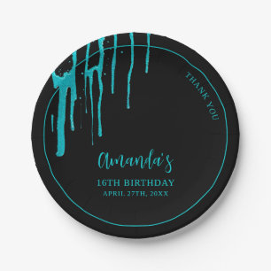 Assiettes En Carton Chic Turquoise Parties scintillant Drips Sweet 16 