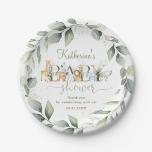 Assiettes En Carton Chic verdure Jungle Animaux Baby shower Neutre