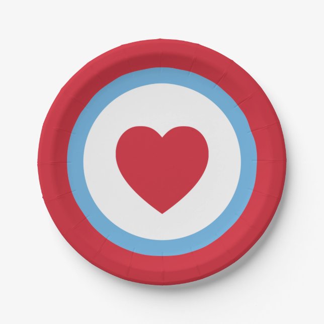 Assiettes En Carton Chicago Love | Plaques de papier | Coeur | Rouge (Devant)