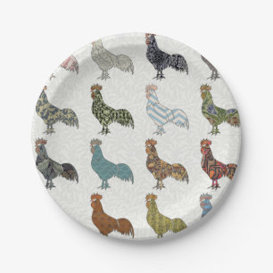 Assiettes En Carton Chicken Rooster Coloré ferme Motif