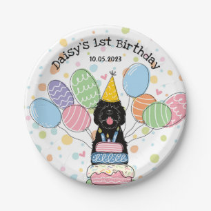 Assiettes En Carton Chien à bergère noire Anniversaire