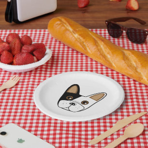 Assiettes En Carton Chien à tête noire et blanche