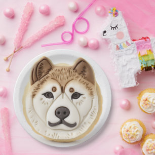 Assiettes En Carton Chien Akita Inspiré 3D
