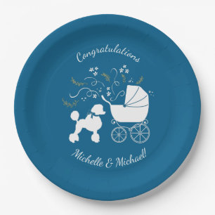 Assiettes En Carton Chien Baby shower de caniche français