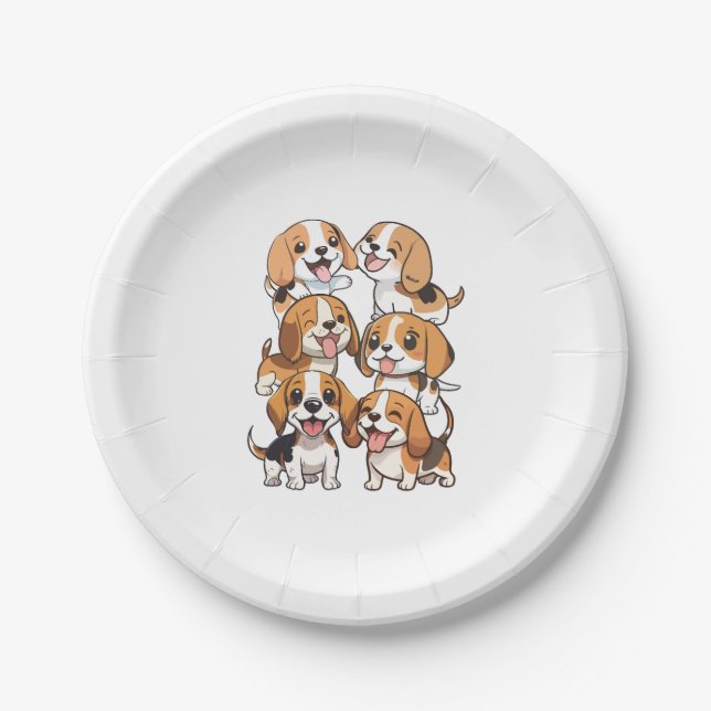 Assiettes En Carton chien beagle joyeux (Devant)