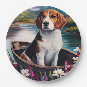 Assiettes En Carton Chien beagle sur une pagaie : une aventure Pittore
